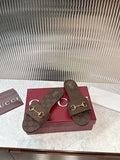 Gucci GG Monogram Horsebit Flat Slide Sandals