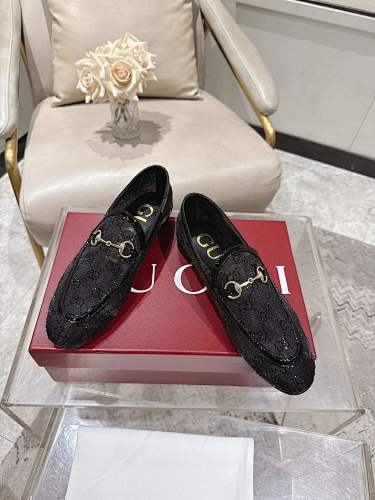 Gucci Black GG Crystal Horsebit Loafers