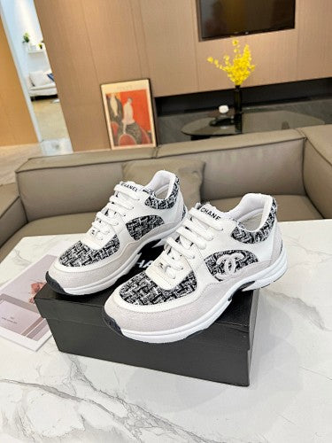 Chanel CC Tweed & Leather Chunky Low-Top Sneakers