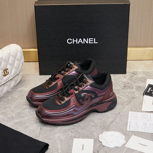 Chanel CC Logo Mesh & Leather Platform Runner Sneakers
