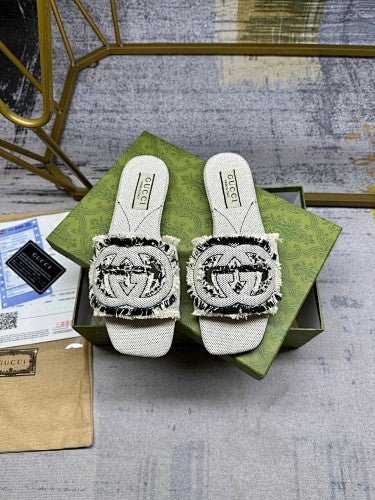 Gucci Interlocking G Canvas Slide Sandals