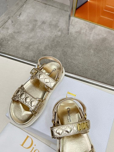 Dior Dioract Cannage Metallic Flat Sandals