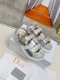 Dior Dioract Metallic Cannage Flat Sandals – Silver