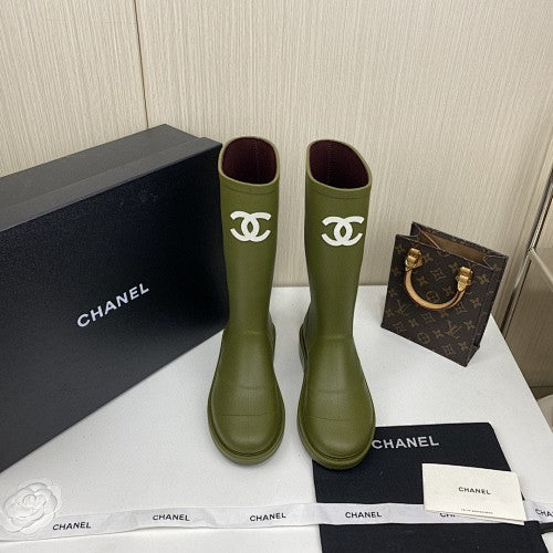 Chanel CC Logo Tall Rain Boots