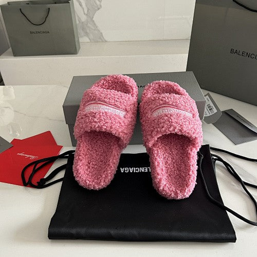 Balenciaga Furry Logo Slide Sandals
