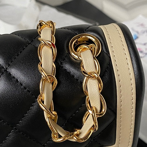 Chanel Black & Beige Two-Tone Quilted Flap Bag