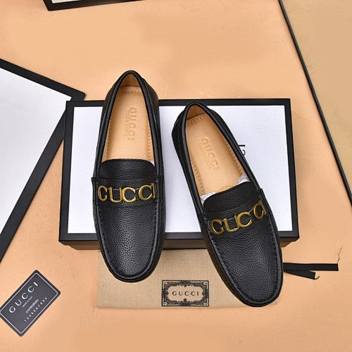 Gucci Logo Leather Driver Loafers