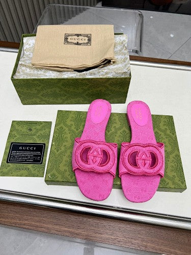 Gucci Interlocking G GG Canvas Slide Sandals