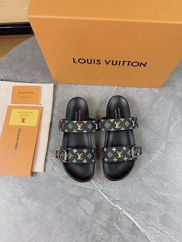 Louis Vuitton Multicolor Monogram Double-Strap Slide Sandals