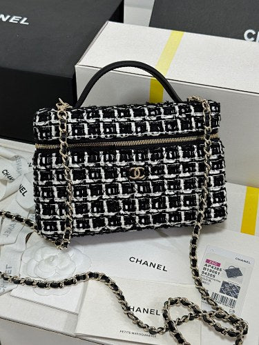 Chanel Black & White Tweed Vanity Case
