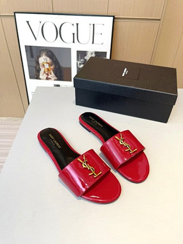 Saint Laurent YSL Cassandre Logo slide sandals