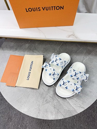 Louis Vuitton Monogram Double-Strap Platform Slide Sandals