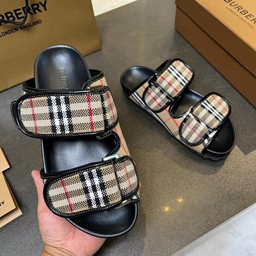 Burberry Vintage Check Double-Strap Slide Sandals