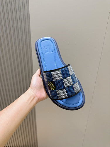Louis Vuitton Damier Graphite Checkered Slide Sandals