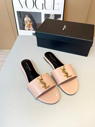 Saint Laurent YSL Cassandre Logo slide sandals