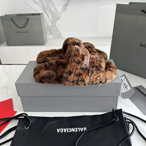 Balenciaga furry slide sandals