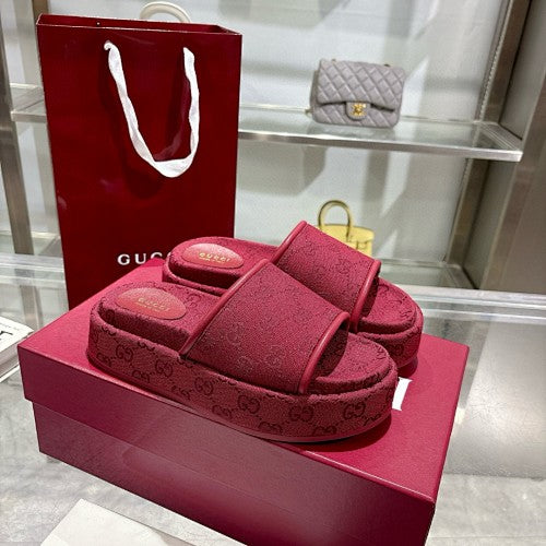 Gucci GG Monogram Canvas Flat Slide Sandals