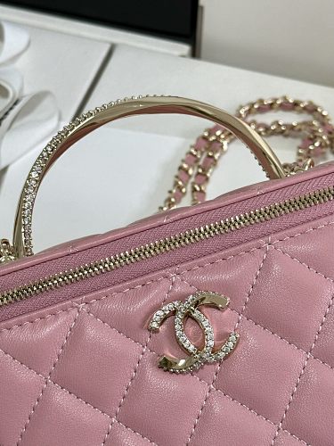 Chanel Pink Quilted Vanity Case