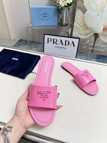 Prada Logo Flat Slide Sandals