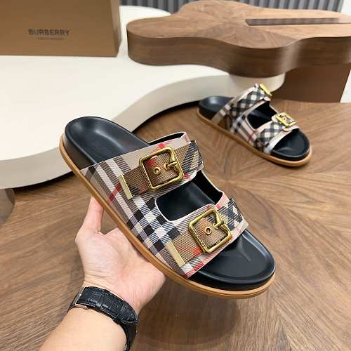 Burberry Vintage Check Double-Buckle Slide Sandals
