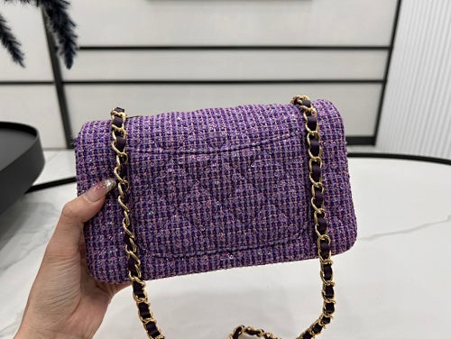 Chanel Purple Tweed Mini Flap Bag