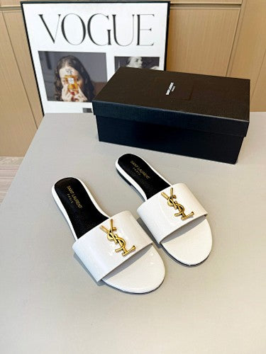Saint Laurent YSL Cassandre Logo slide sandals