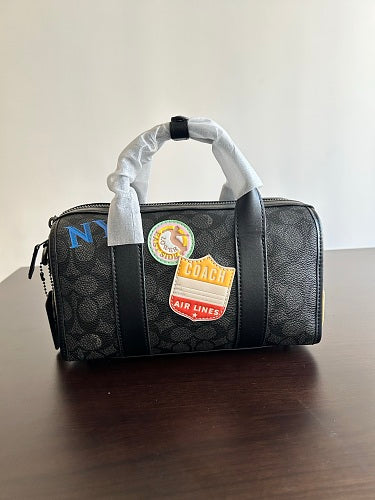 Coach Black Signature Patch Boston Bag