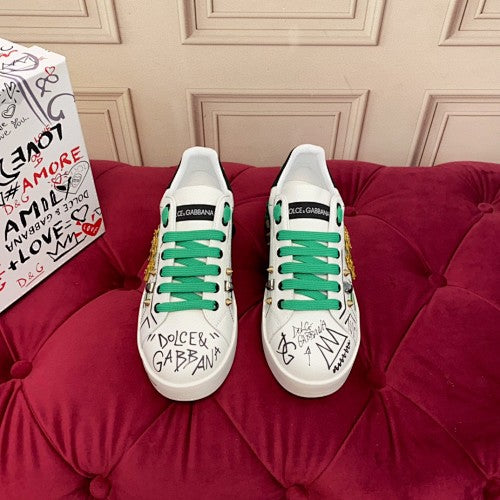 Dolce & Gabbana Portofino Graffiti Crest Low-Top Sneakers