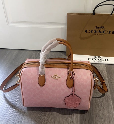 Coach Pink Signature Boston Satchel