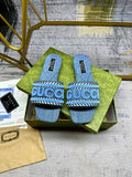 Gucci Logo Denim Slide Sandals
