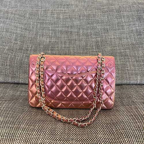 Chanel Classic Flap Bag Metallic Pink Ombré Quilted Leather