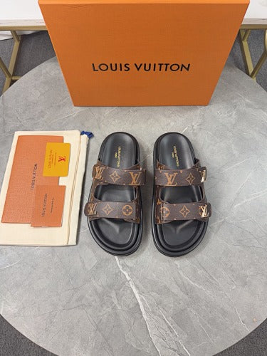 Louis Vuitton LV Trainer/Pool-Style Double-Strap Slide Sandals