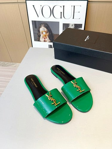 Saint Laurent YSL Cassandre Logo slide sandals