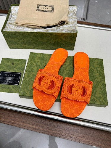 Gucci Interlocking G GG Canvas Slide Sandals