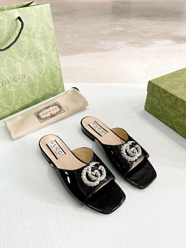 Gucci Double G crystal-embellished slide sandals