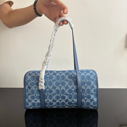 Coach Blue Denim Signature Jacquard Barrel/Satchel Bag