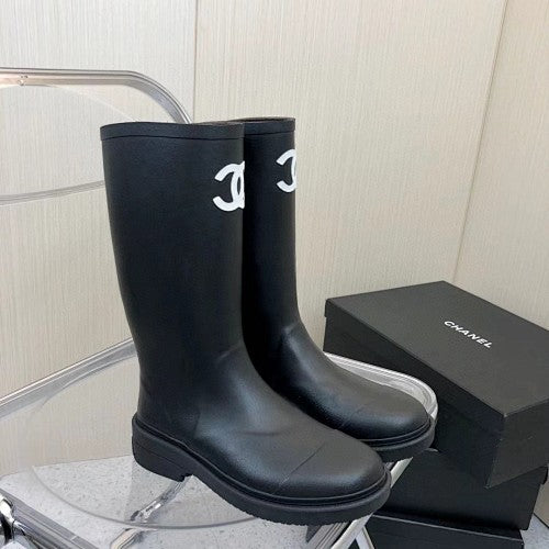 Chanel CC Logo Tall Rain Boots