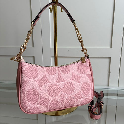 Coach Teri Shoulder Bag in Pink Signature Canvas