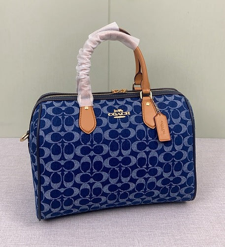 Coach Blue Denim Signature C Rowan Satchel