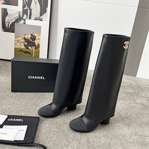 Chanel CC Logo Knee-High Riding Boot
