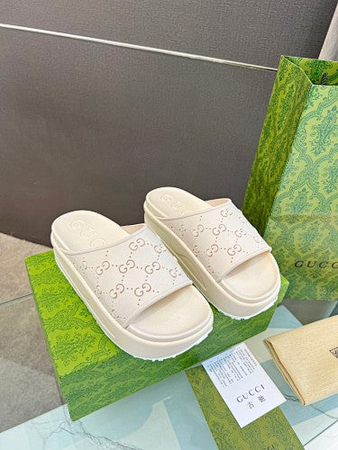Gucci GG Perforated Platform Slide Sandals