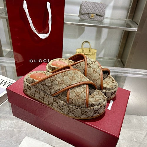 Gucci GG Monogram Canvas Platform Slide Sandals