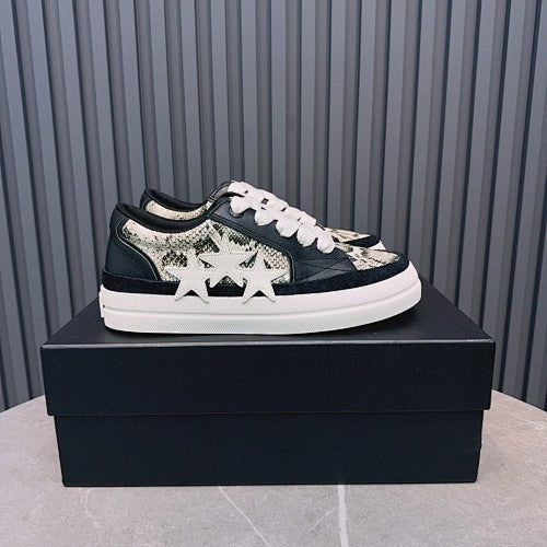 Amiri Skel Top Low Black & White Snakeskin-Print Sneakers