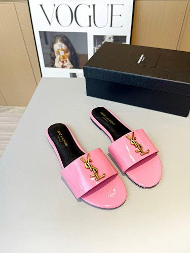 Saint Laurent YSL Cassandre Logo slide sandals
