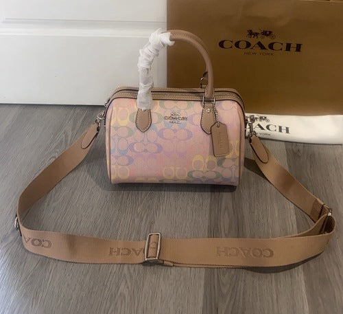 Coach Rowan Satchel in Pastel Multicolor Signature Canvas