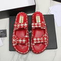 Chanel CC Logo Houndstooth Double-Strap Slide Sandals