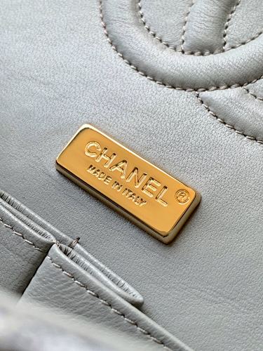 Chanel Light Blue Tweed Crystal & Pearl Embellished Flap Bag