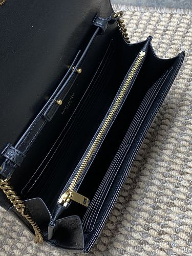 Saint Laurent (YSL) Black Patent Leather Monogram Wallet