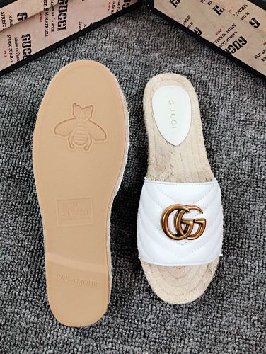 Gucci GG Marmont Matelassé Leather Espadrille Slides