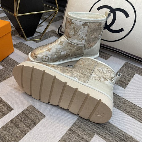 Louis Vuitton Monogram Shearling-Lined Ankle Boots